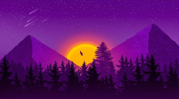 Artistic Purple HD Mountain Wallpaper 900x900 Resolution