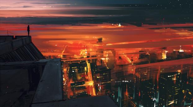 Artistic Red City Wallpaper 400x250 Resolution