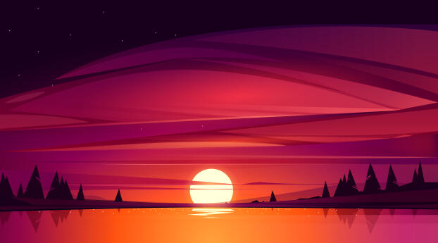 Artistic Sunset 4k Lake Side Wallpaper 1440x296 Resolution