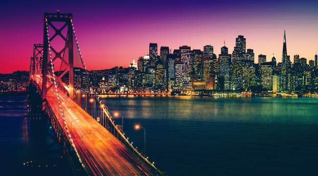 Artistic Sunset San Francisco Cityscape Wallpaper 1280x720 Resolution