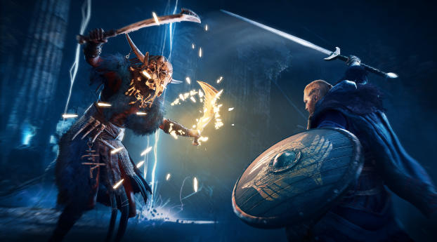 Assassin's Creed Valhalla Fight 4K Wallpaper