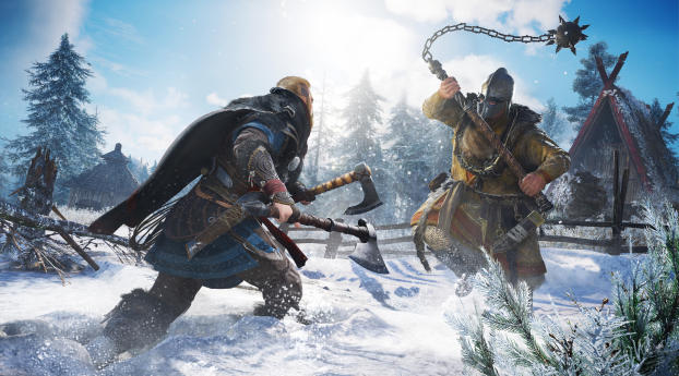Assassin's Creed Valhalla Warrior Battle Wallpaper