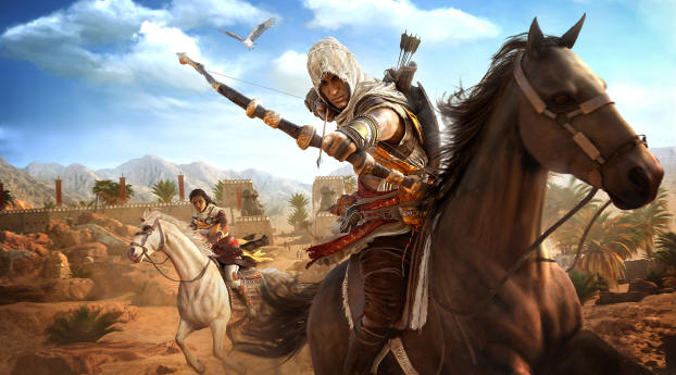 Assassins Creed Origins Bayek And Aya Wallpaper 640x1136 Resolution