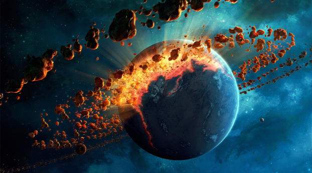 Asteroid Explosion Wallpaper 1080x2246 Resolution