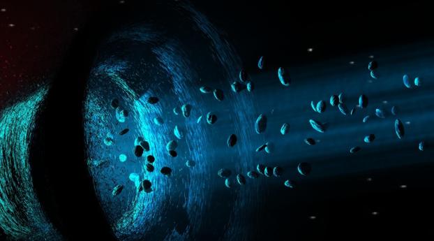 asteroids, black hole, funnel Wallpaper 2560x1440 Resolution