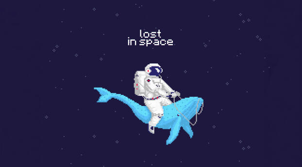 Astronaut 4k Lost in Space Pixel Art Wallpaper 5680x832 Resolution