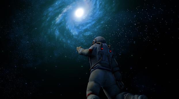 Astronaut In Galaxy Wallpaper 480x854 Resolution