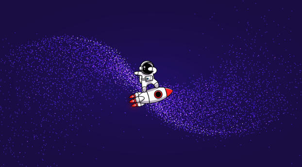 Astronaut Riding Over Rocket Cool Wallpaper
