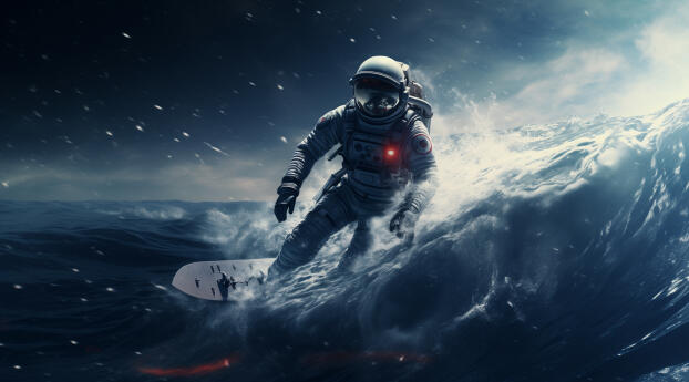 Astronaut Surfing HD Adventure Wallpaper