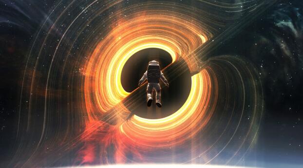 Astronaut way to Black Hole Wallpaper 1080x1920 Resolution