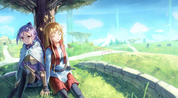 Asuna Yuuki andMito HD Sword Art Online Wallpaper 1080x2246 Resolution