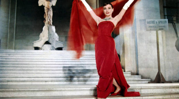 Audrey Hepburn In Red Dress Pics Wallpaper 360x640 Resolution