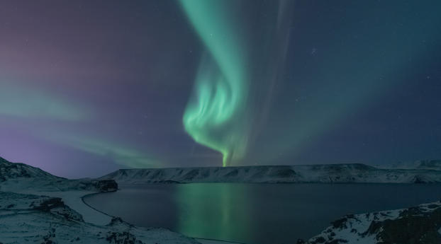 Aurora Borealis at Winter Wallpaper 1280x2120 Resolution