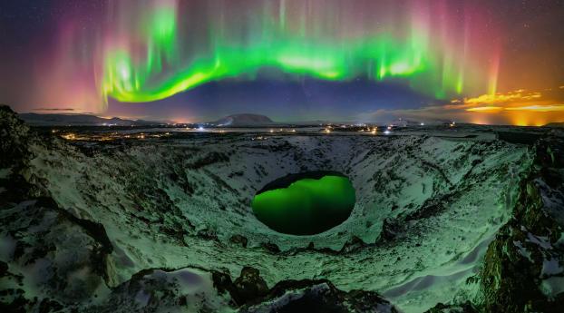Aurora Borealis Landscape Photography Wallpaper 640x240 Resolution