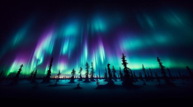 Aurora Night Sky HD Forest Desktop Wallpaper 2560x1600 Resolution