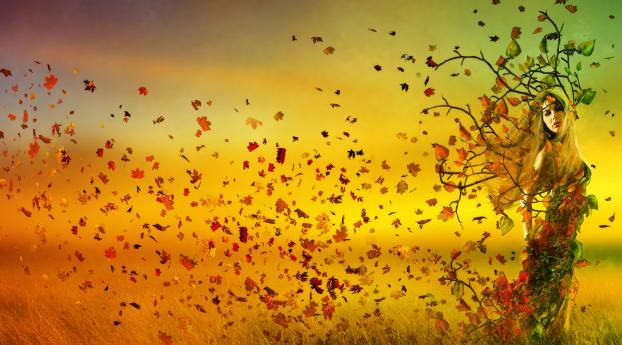 autumn, girl, leaves Wallpaper 480x800 Resolution