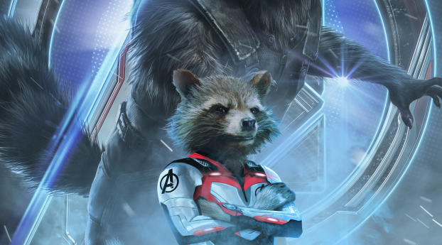 Avengers Endgame Rocket Raccoon Poster Art Wallpaper 1440x3040 Resolution