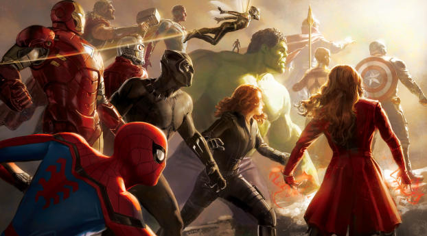 Avengers Infinity War Team Digital Art Wallpaper 1200x480 Resolution