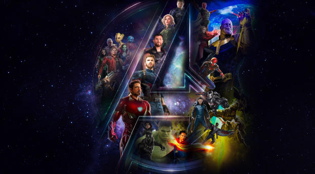 Avengers Infinty War Star Cast And Logo Wallpaper