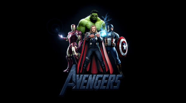 Avengers  Thor Iron Man Captain America And Hulk Poster Wallpaper 2048x1024 Resolution