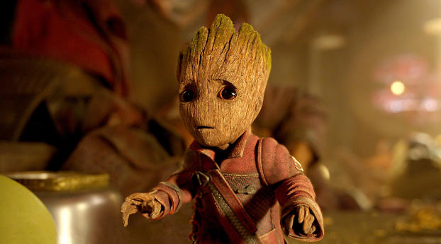 Baby Groot in Guardians Of The Galaxy Vol 2 Wallpaper 1360x768 Resolution