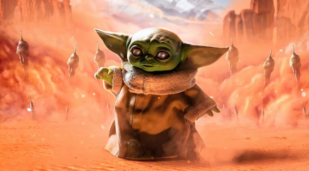 Baby Yoda Grogu Star Wars Art Wallpaper 1280x768 Resolution