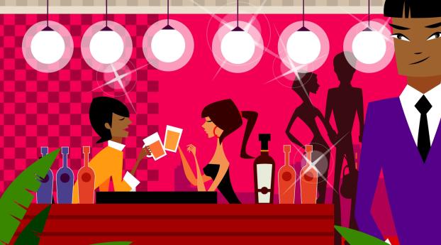 bar, cocktails, people Wallpaper