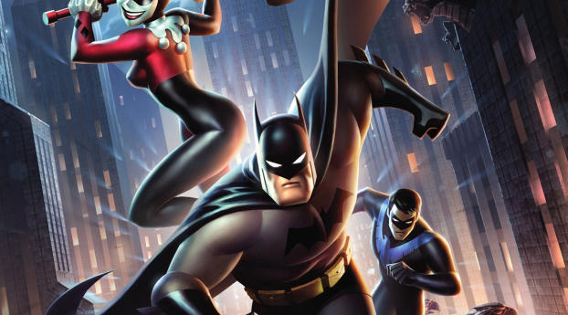 Batman And Harley Quinn Sci-Fi Movie Poster Wallpaper