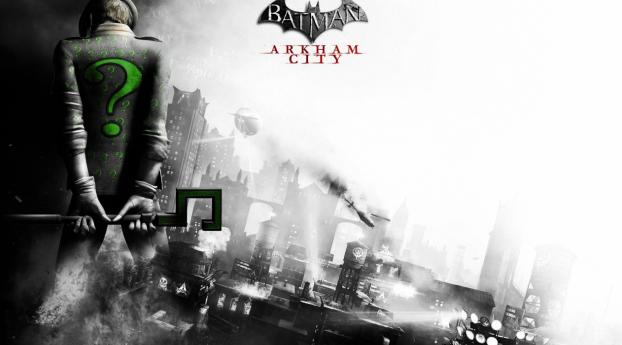 batman arkham city, riddler, back Wallpaper 1600x900 Resolution