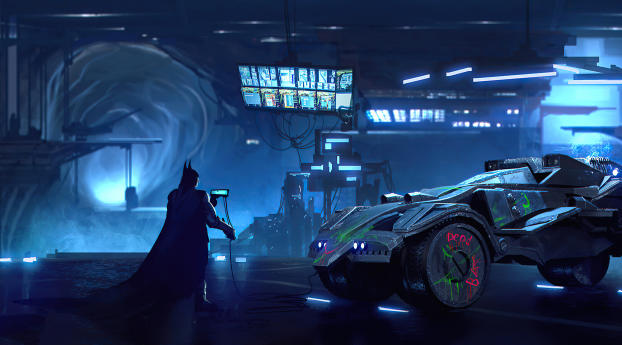 Batman Batmobile DC Wallpaper 1440x2992 Resolution