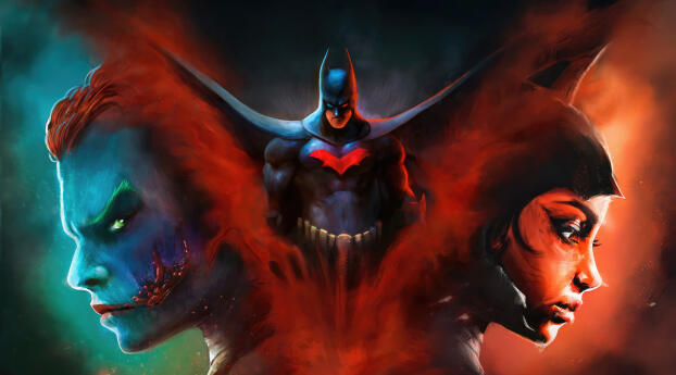 Batman HD x Joker and Catwoman Wallpaper 2460x900 Resolution