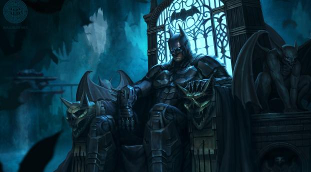 Batman on Throne Wallpaper 1536x2152 Resolution