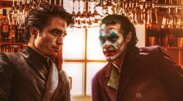 Batman Robert Pattinson & Joker Joaquin Phoenix Wallpaper 1450x450 Resolution