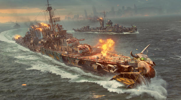 Battle Royale World of Warships Wallpaper 720x1520 Resolution