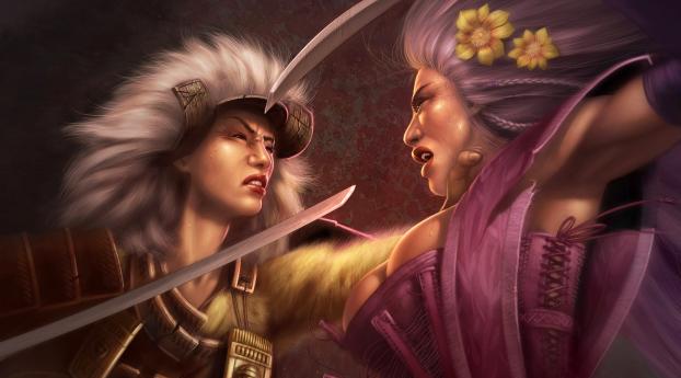 battle, women, duel Wallpaper 1440x2560 Resolution
