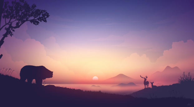 Beautiful Artistic Sunrise In Forest Wallpaper 5120x2880 Resolution