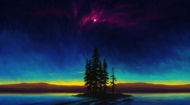 Beautiful Landscape Night Digital Wallpaper 5120x2880 Resolution
