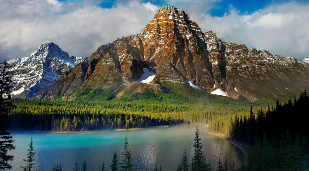 beautiful scenery, mountains, lake Wallpaper 1336x768 Resolution