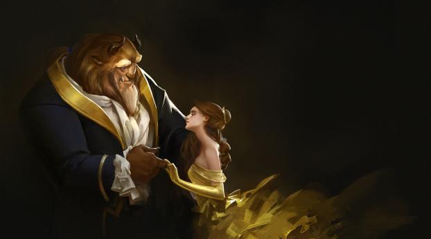  Beauty And The Beast Artwork Wallpaper 1024x600 Resolution