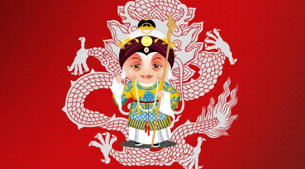 beijing opera, dragon designs, costume Wallpaper 1080x2220 Resolution