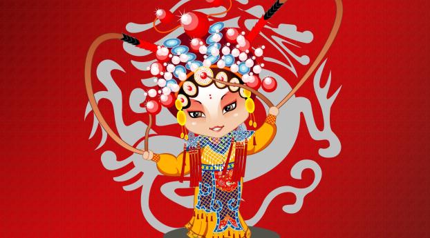 beijing opera, girl, dress Wallpaper 1242x2688 Resolution
