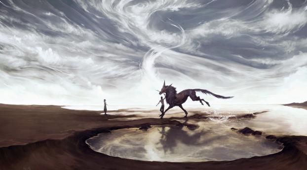 being, horse, dragon Wallpaper 3840x2160 Resolution