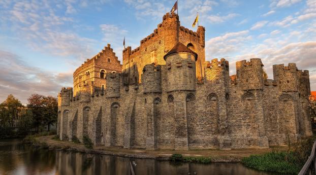 belgium, castle, moat Wallpaper 640x1136 Resolution