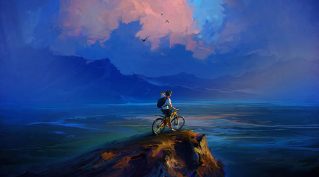 Bicycle Alone Ride HD Landscape Wallpaper