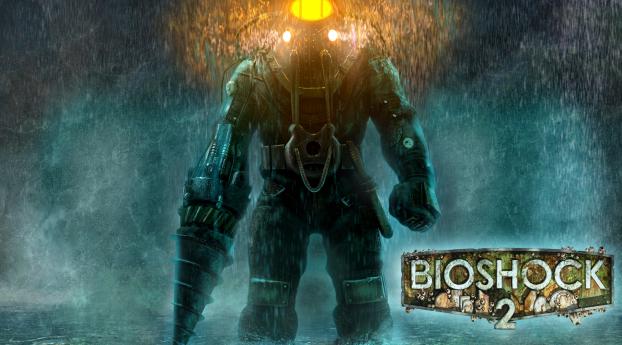 bioshock 2, big daddy, rain Wallpaper