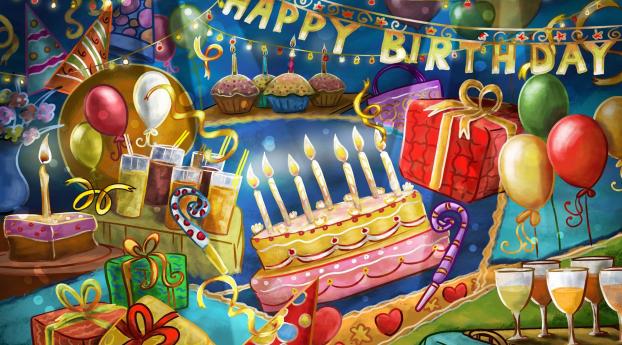 birthday, pie, gifts Wallpaper 2932x2932 Resolution