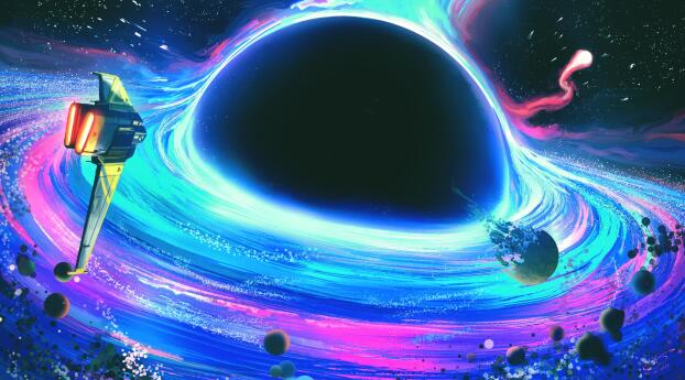 Black Hole 4k Digital Colorful Art Wallpaper