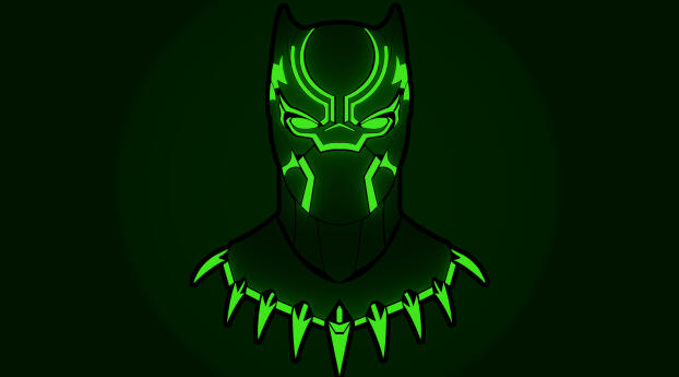 Black Panther 4k Green Glowing Wallpaper 2560x1024 Resolution