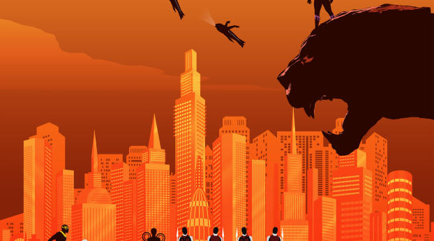 Black Panther Poster Illustration Wallpaper 2560x1024 Resolution