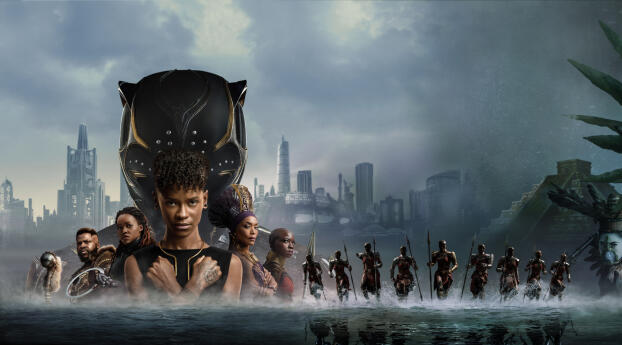 Black Panther Wakanda Forever Banner HD Wallpaper 828x1792 Resolution